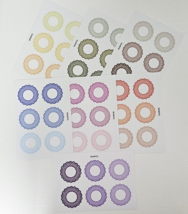Lace Bloom Ring Deco Sticker - 便條紙/便利貼 - 紙 多色