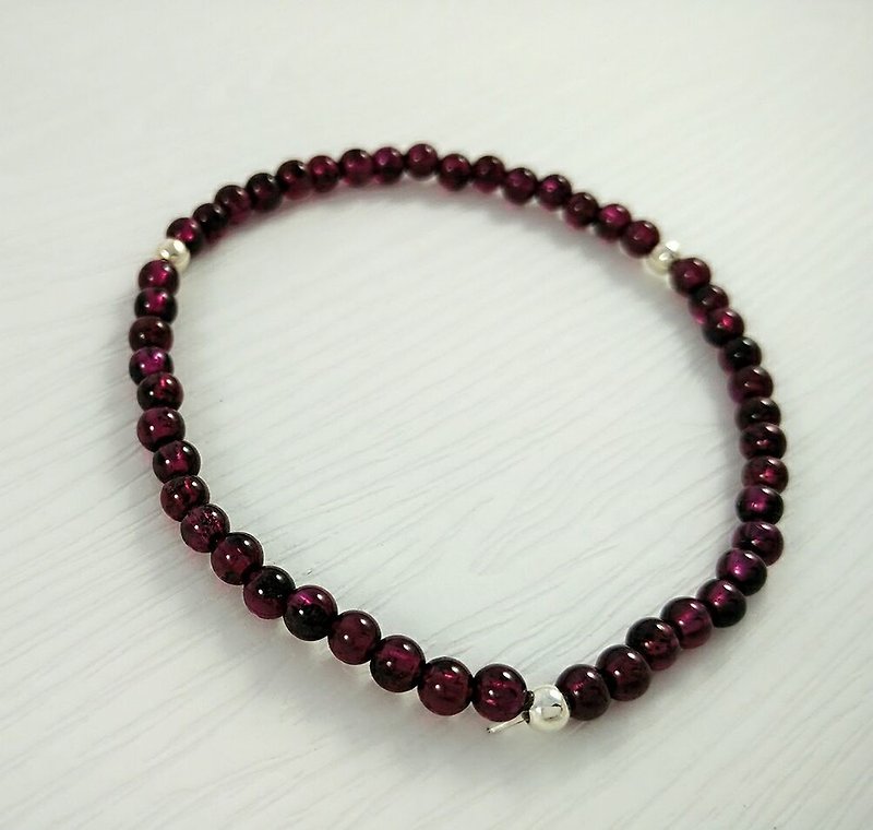 - Gemstone- Lucky Stone Series - purple teeth black (Stone) bracelet - สร้อยข้อมือ - เครื่องเพชรพลอย สีม่วง