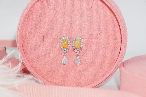 roseandmarry Natural Opal Sterling Silver 925 Drop Earrings.