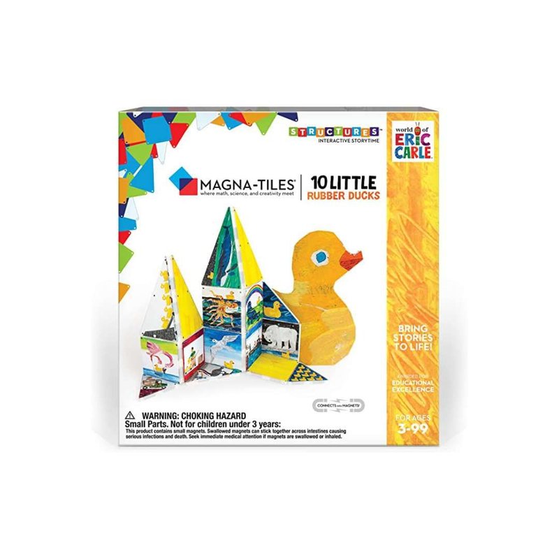 American CreateOn Magnetic Blocks - 10 Rubber Ducklings | Magna-Tiles | 3D Stereo - Kids' Toys - Plastic Yellow