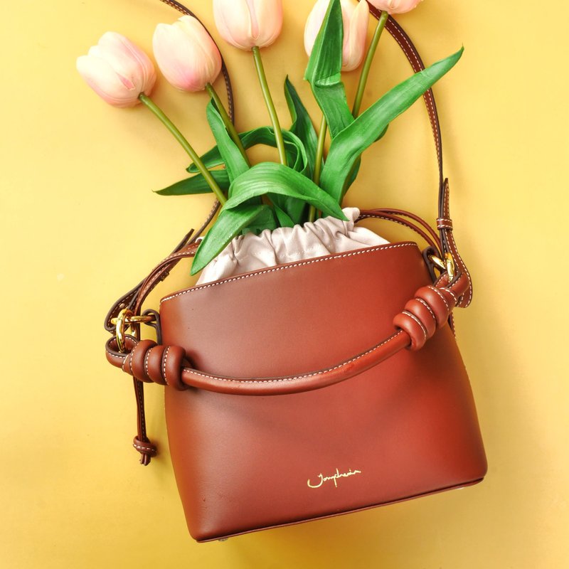 泰國包 Fuji Bucket Bag 水桶包 / 棕色的 Espresso Brown - 束口袋/束口背包/水桶包 - 真皮 咖啡色