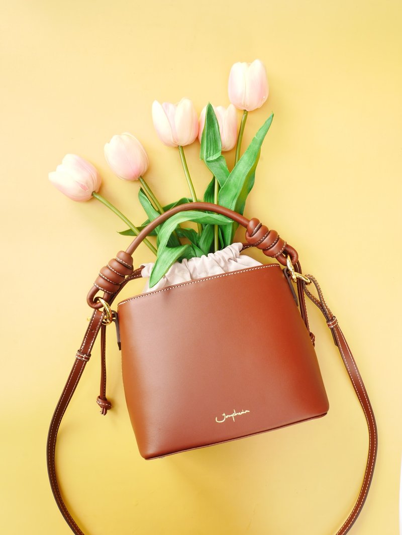 泰國包 Fuji Bucket Bag 水桶包 / 棕色的 Espresso Brown - 束口袋/束口背包/水桶包 - 真皮 咖啡色
