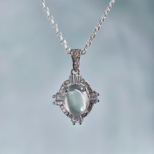 Purnima Magic Salon 葡萄石 森林系 天然葡萄石純銀項鍊 十字 歐洲復古【聖誕飾品】