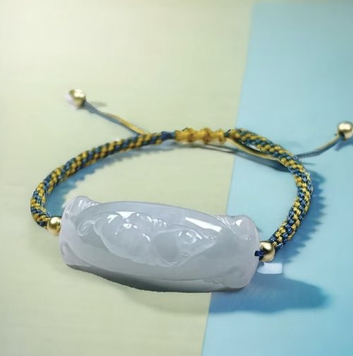瓔珞珠寶盒 E.L.Jewelry Box 【福在眼前】冰種翡翠福牌款編織手鍊 | 天然緬甸翡翠A貨 | 送禮
