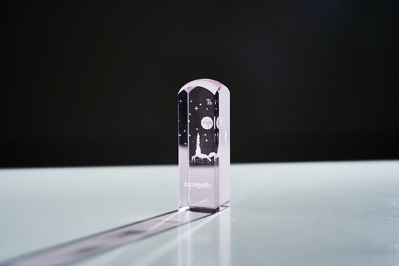 限量玻璃水晶星座方型印章 - 印章/印台 - 玻璃 白色
