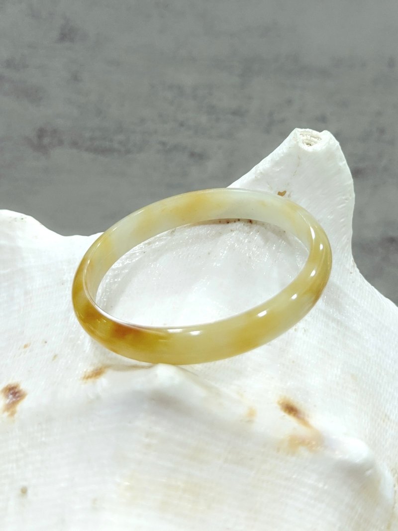 天然冰種翡翠手鐲 冰種蜜糖黃翡翠 貴妃鐲 A貨緬甸玉 橢圓 付證 - 手鍊/手環 - 玉石 