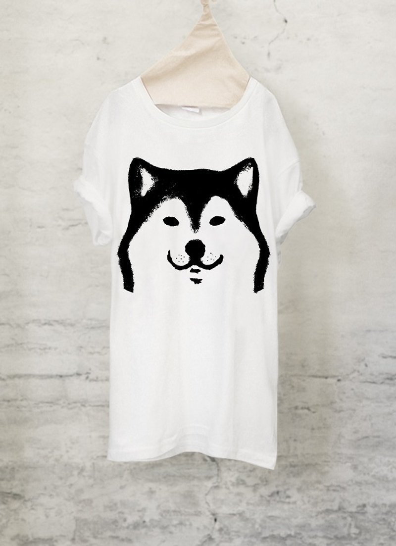 Cotton & Hemp Men's Shirts White - Shiba Inu T-shirt Shiba Inu T-shirt (White / Gray) 【DOG】