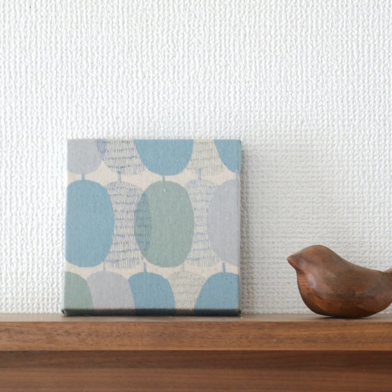 12x12cm fabric panel [retro fruit light blue] - Wall Décor - Cotton & Hemp Blue