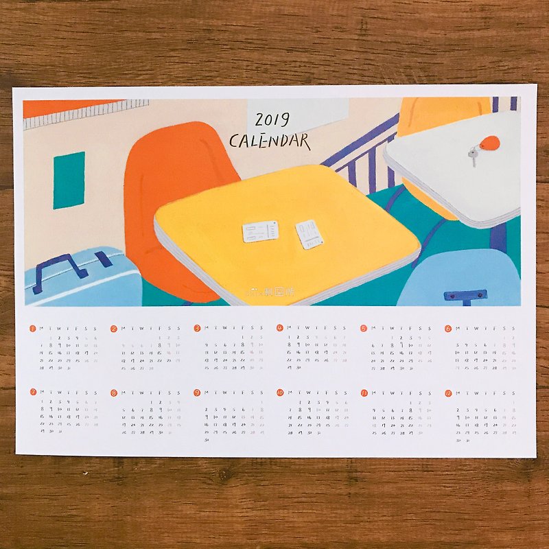 20所2019 Illustrator poster calendar - Calendars - Paper 
