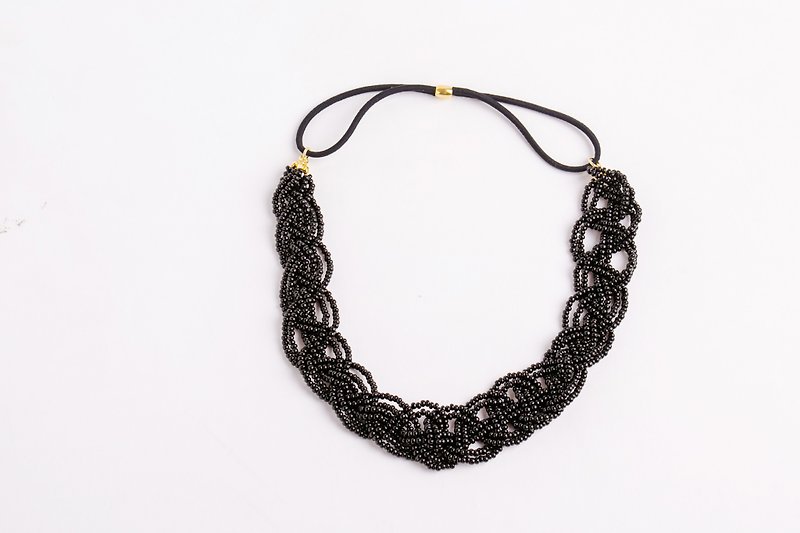 beads headband　black　wide - Hair Accessories - Rubber Black