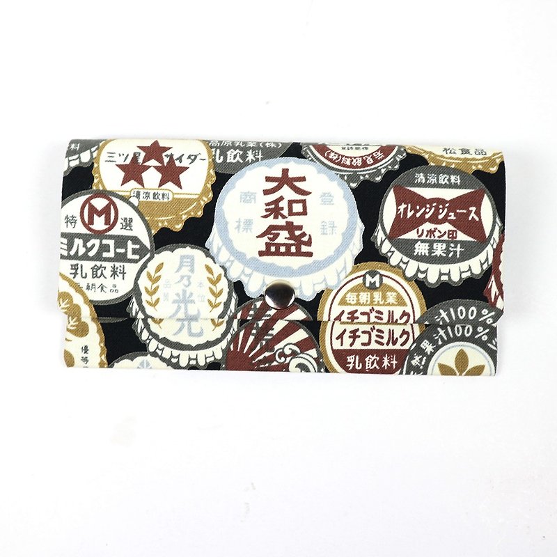 赤い封筒バッグ通帳現金収納バッグ-日本のワインボトルキャップ（ブラック） - ご祝儀袋・ポチ袋 - コットン・麻 ブラック