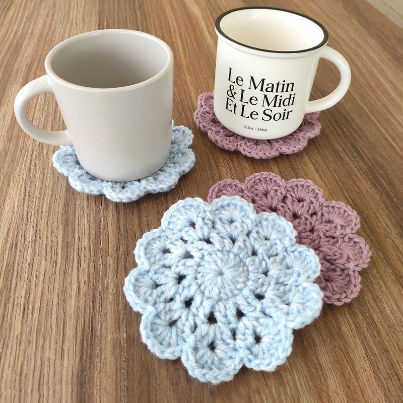 [Wool knitting] Finished product‧ Huahua Coaster (Retro Coaster) Crochet Coaster Wool Coaster - Coasters - Cotton & Hemp Multicolor