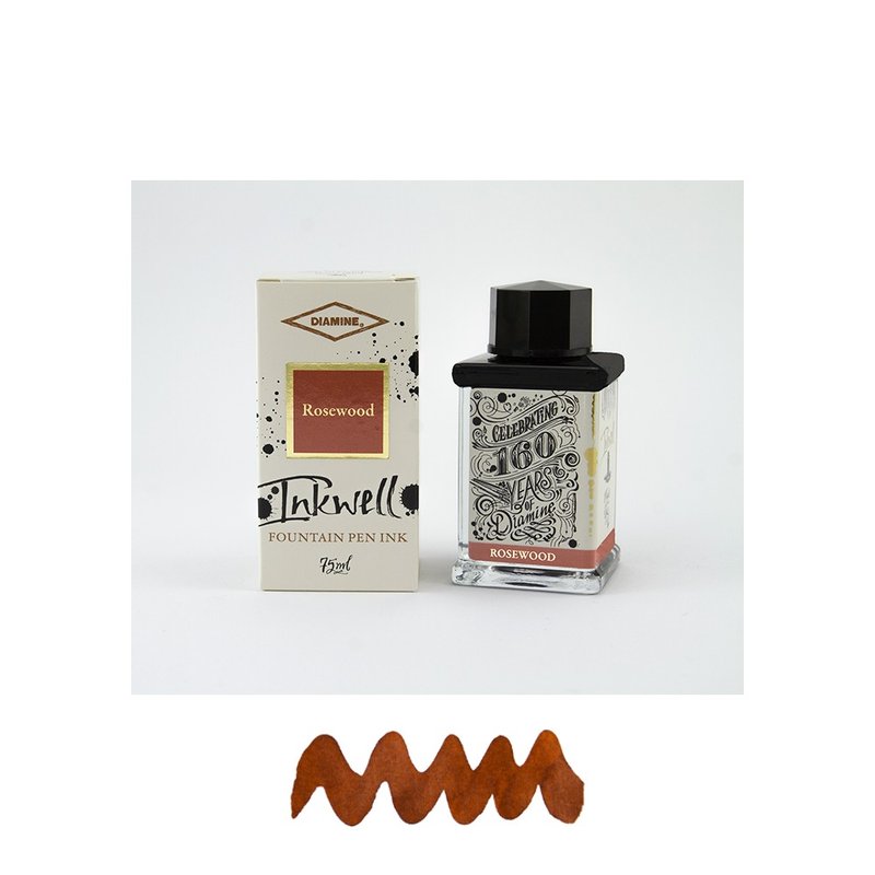 Diamine 160th Anniversary Fountain Pen Ink - Rosewood - 75ml - น้ำหมึก - แก้ว สีนำ้ตาล