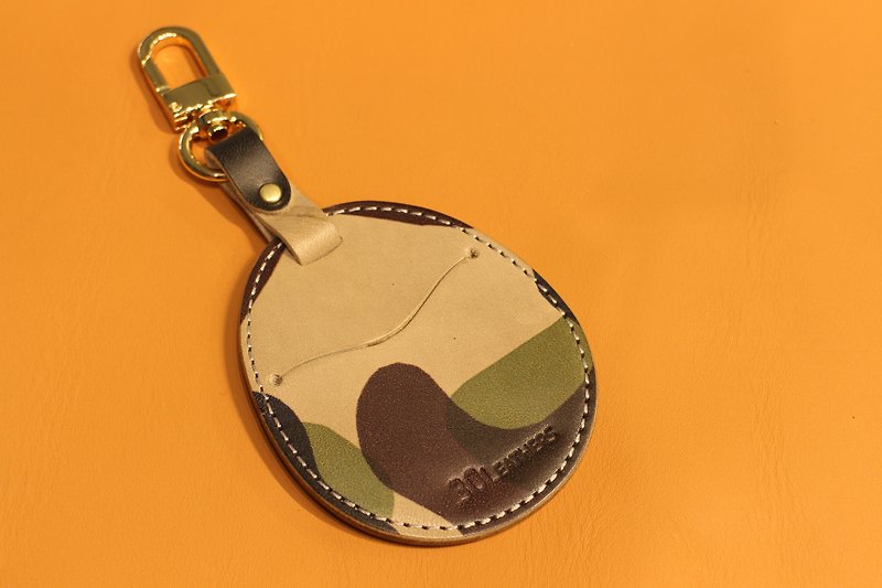 手工皮件 Gogoro 鑰匙皮套 (迷彩灰色) - 鑰匙圈/鑰匙包 - 真皮 卡其色