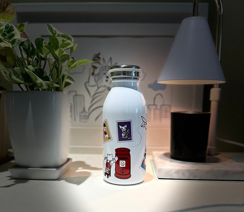 Q Family-Stamp-Milk Jar Thermos - Vacuum Flasks - Stainless Steel White