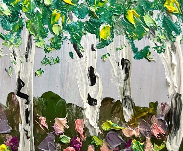 油絵 絵画 【白樺の花畑】 油絵 絵画 【白樺の花畑 】 絵画 HR 通販 16516631｜Creema
