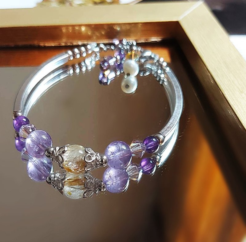 魔法星球//紫水晶 /生命靈數水晶 /能量石 - 手鍊/手環 - 寶石 紫色