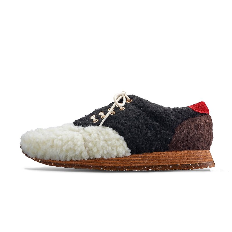 INUIT M1166 WhiteBlack Faux Shearling sneakers - Women's Oxford Shoes - Cotton & Hemp Multicolor