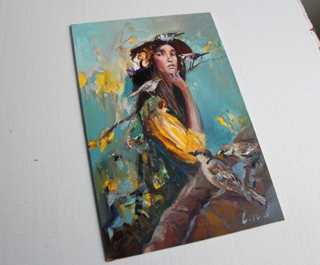 小鳥を抱く oil painting 原画