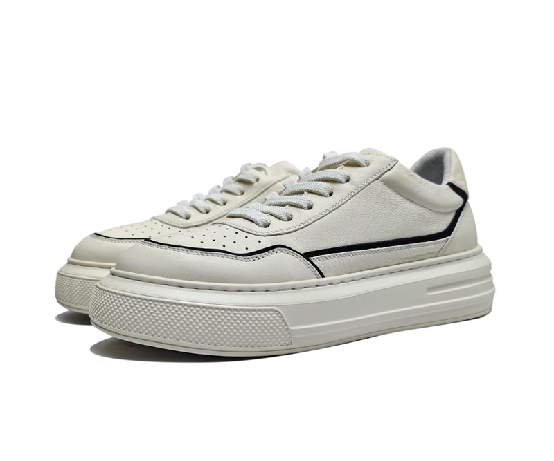 輕量牛皮休閒鞋-5109 - 男休閒鞋 - 真皮 白色