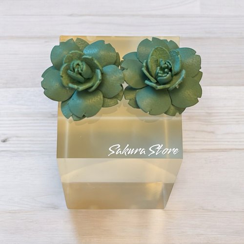 Sakura Store 皮革花耳環 山茶花耳環