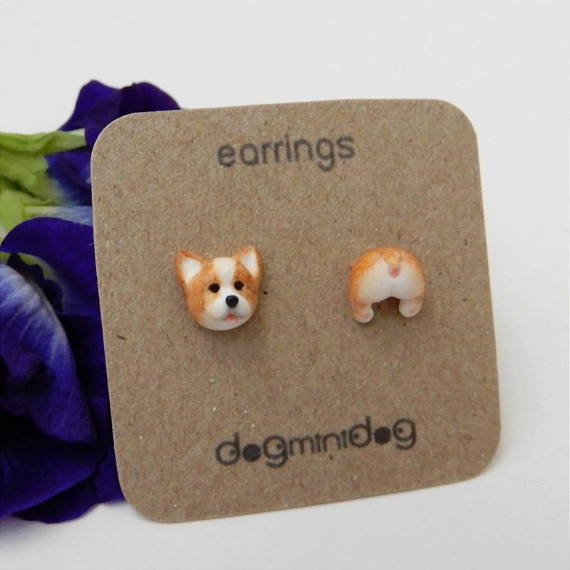 Corgi earrings with papercraft box for dog lovers. - Earrings & Clip-ons - Other Materials 