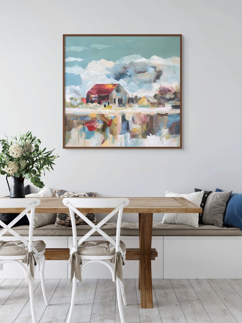 Large Abstract landscape oil painting on canvas Original painting - 壁貼/牆壁裝飾 - 棉．麻 咖啡色