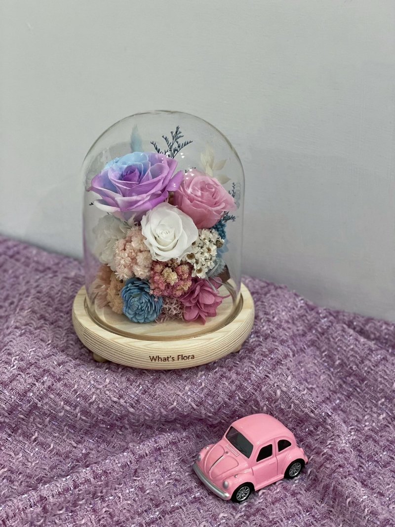 Preserved Flower Glass Cup Night Light Dream Mermaid Valentine's Day Gift - โคมไฟ - พืช/ดอกไม้ สึชมพู