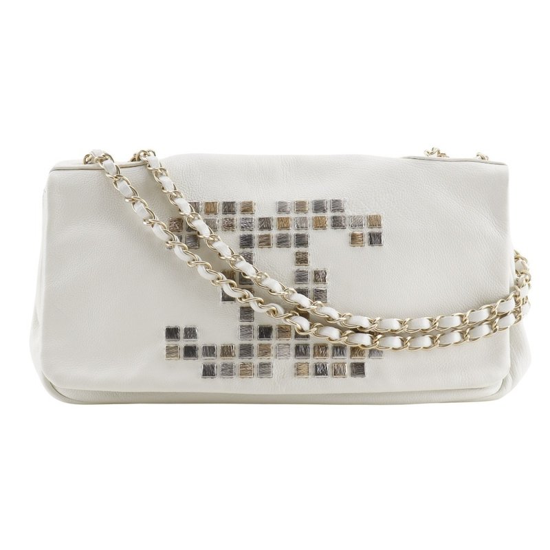 【日本直送】シャネル CHANEL チェーンショルダー ショルダーバッグ ココマーク ダブルチェーン A46041 ラムスキン 白 レディース【中古】 - 側背包/斜背包 - 真皮 白色