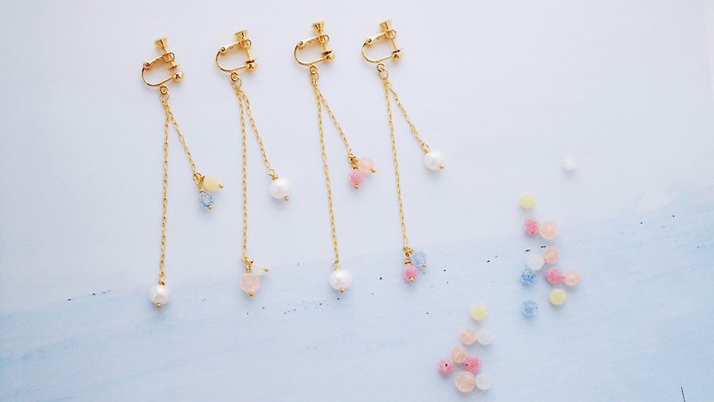 Gold candy - earrings - freshwater pearl candy beads earrings - Earrings & Clip-ons - Other Metals 