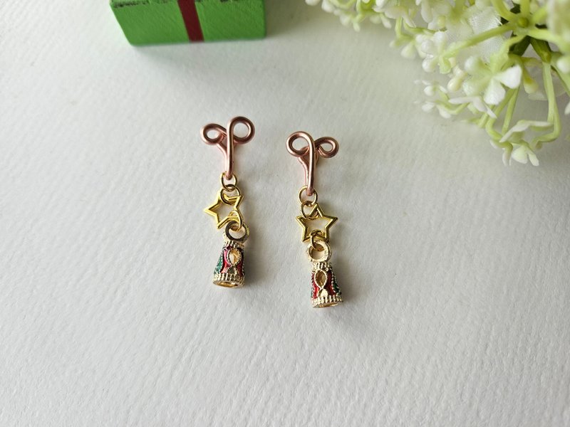 【星星下的聖誕樹】華麗款~無痛耳夾、夾式耳環、耳鉤 - 耳環/耳夾/耳骨夾 - 其他材質 