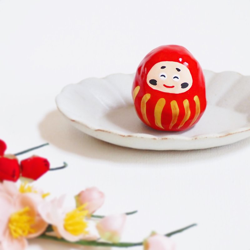張り子のだるま　ニッコリ - 擺飾/家飾品 - 紙 紅色