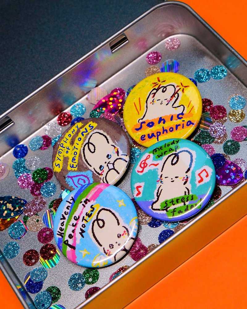 Shuku Mood Swing Rabbit Badge | Badge | Pin - Badges & Pins - Other Metals Multicolor