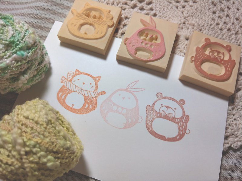 Re-engraving-Animal Lucky God memo seal Vol.1 Hand-engraved seal rubber stamp - Stamps & Stamp Pads - Rubber Pink