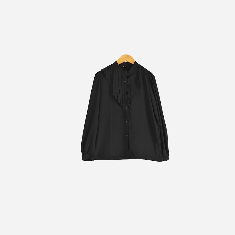 脫臼古著 / 打摺領黑襯衫 no.502 vintage - 恤衫 - 其他材質 黑色
