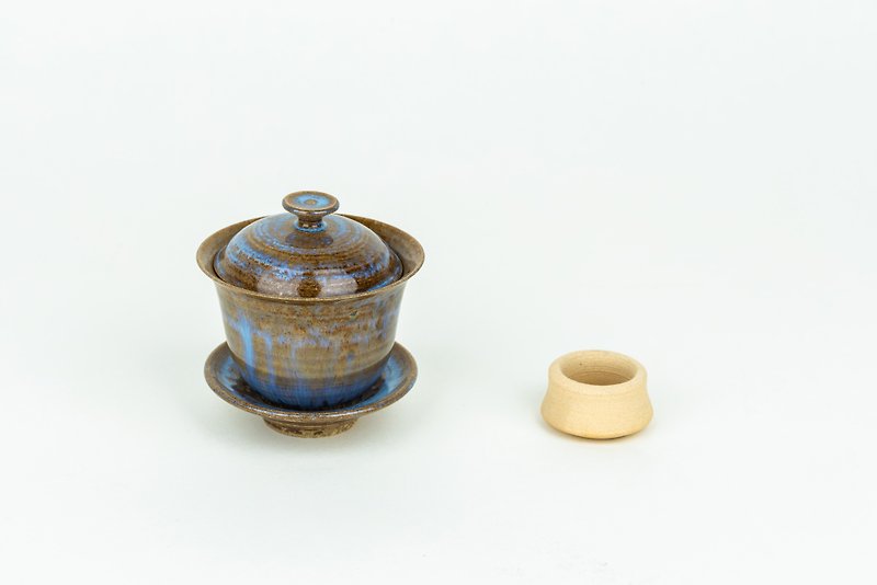 Small covered bowl-Blue Waterfall - Teapots & Teacups - Pottery Blue