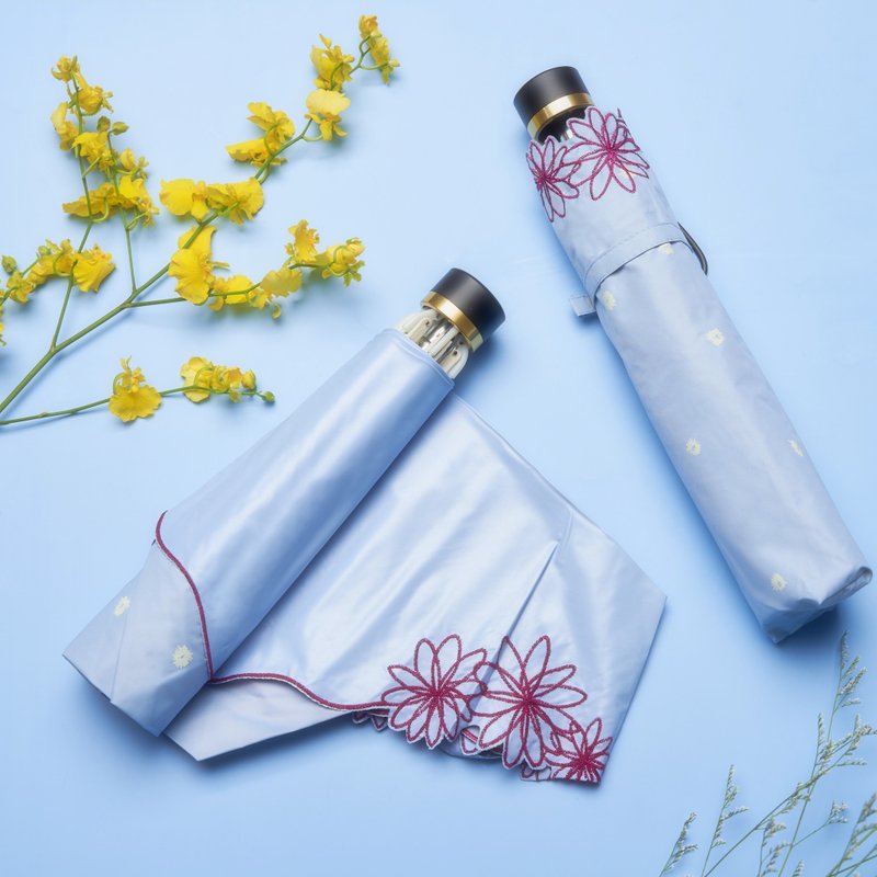 【Yuyang Workshop】Japanese-style flower embroidery umbrella-little daisy - Other - Polyester Pink