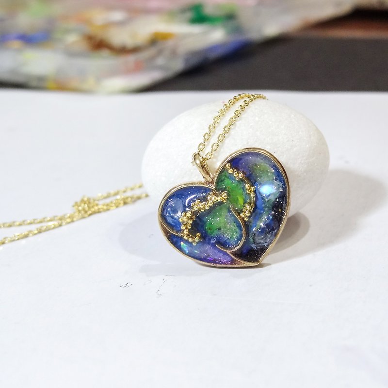 福爾摩沙系列雙心石滬~七美之心項鍊 預購 手工珠寶飾品 - 項鍊 - 琺瑯 