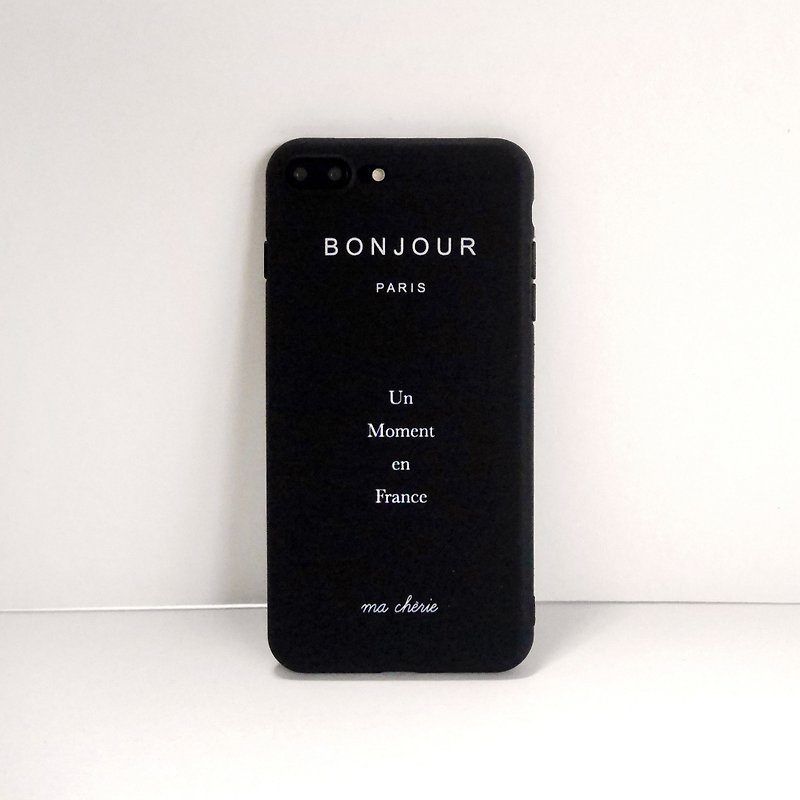 Black BONJOUR phone case - เคส/ซองมือถือ - ซิลิคอน สีดำ