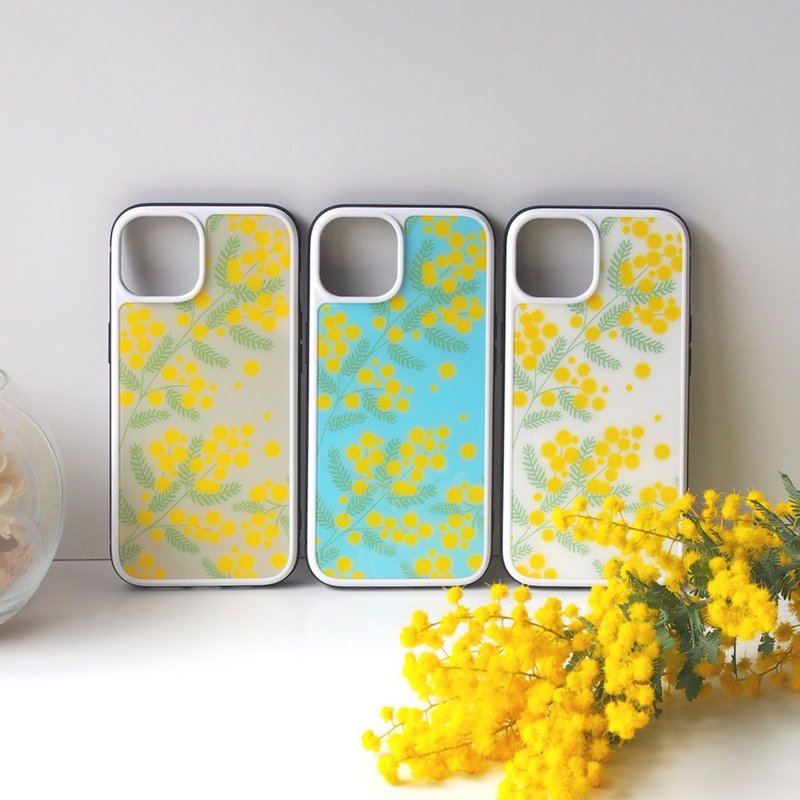 Tempered Glass iPhone Case - Spring Mimosa - - เคส/ซองมือถือ - พลาสติก สีน้ำเงิน