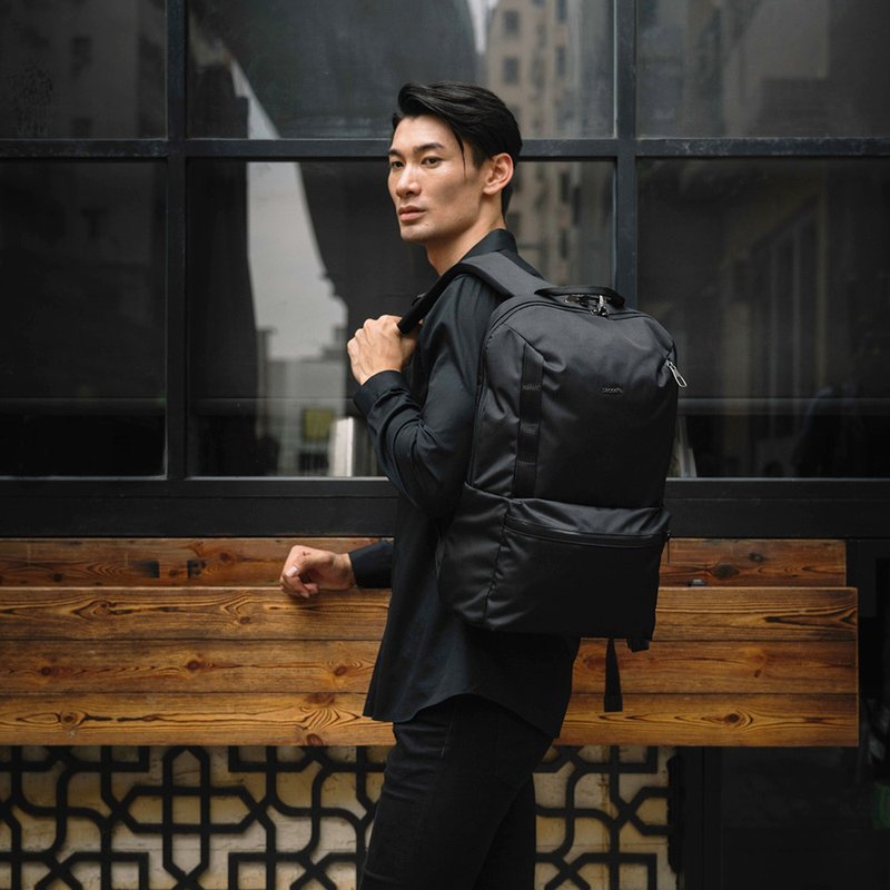 Pacsafe Metrosafe X | Five patented anti-theft urban light travel backpack 20L black - กระเป๋าเป้สะพายหลัง - วัสดุอีโค สีดำ