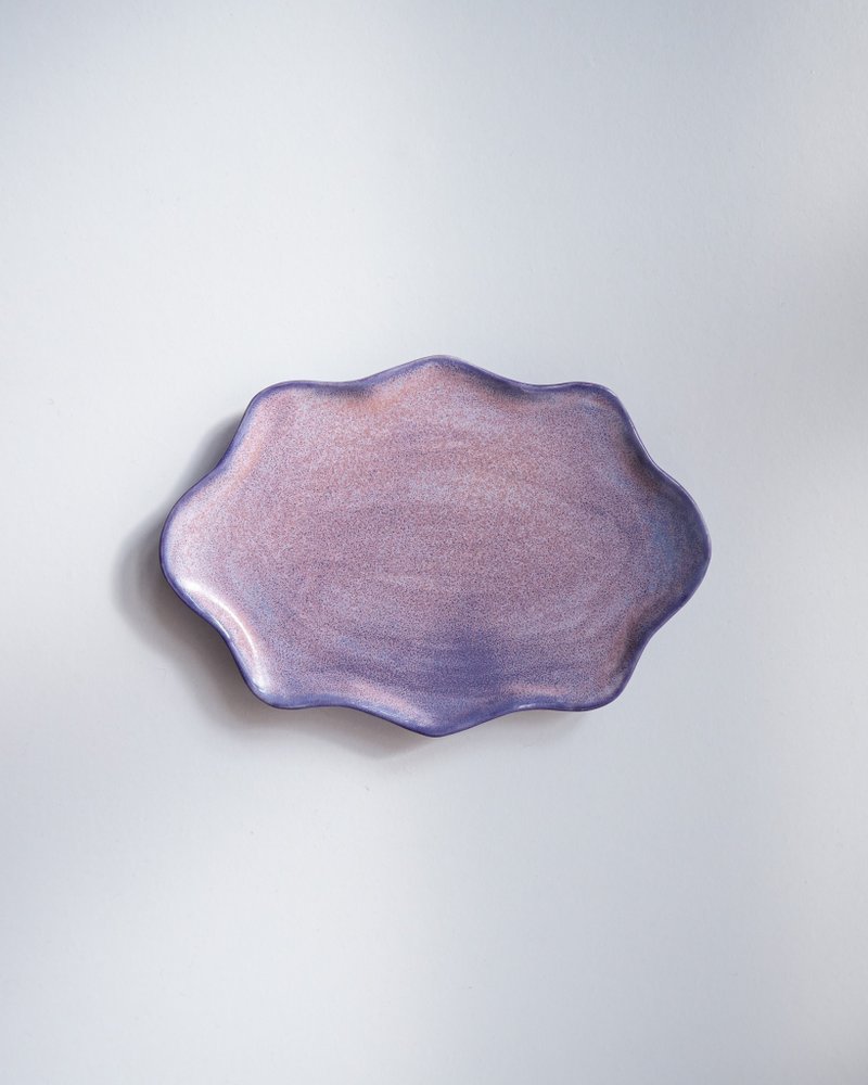 Ceramic Cloud Small Plate Hand-kneaded Ceramic Plate Pastel Purple Ceramic Plate - Plates & Trays - Pottery Pink