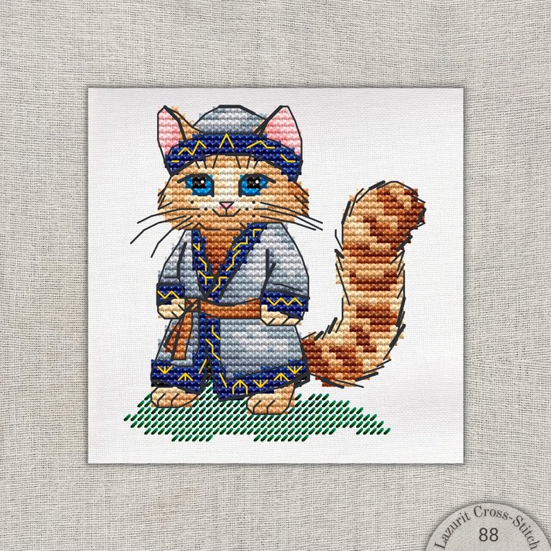 Steppe Guardian. Cat. Cross stitch pattern - Logo 設計/圖案設計 - 其他材質 