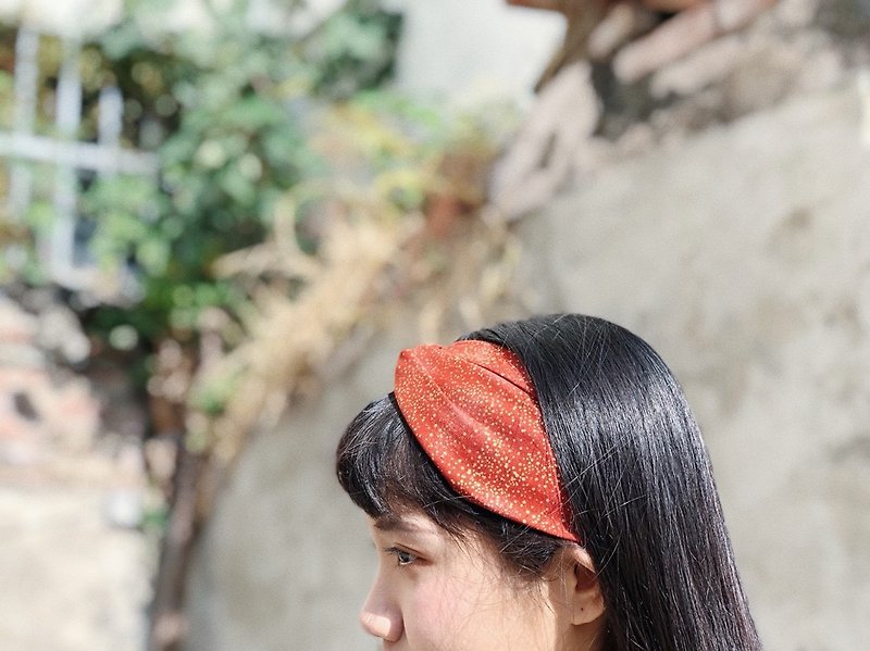 Hand made cross hair band / flashing under the sun - Hair Accessories - Cotton & Hemp Red