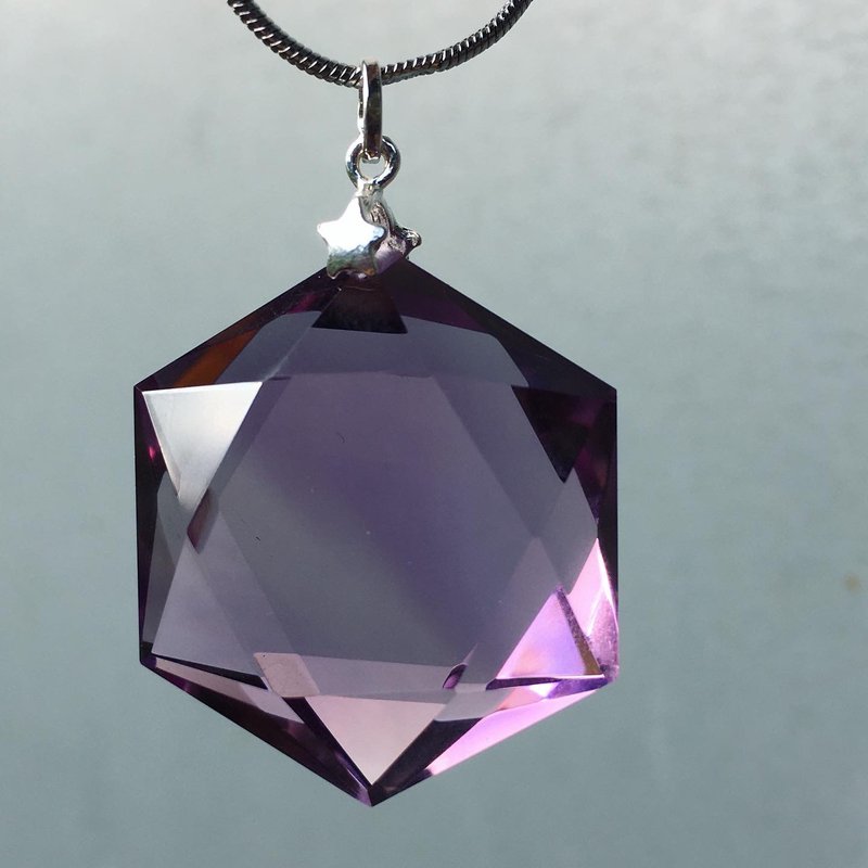 【Lost and find】nearly pure amethyst star necklace with ribbon Shop
