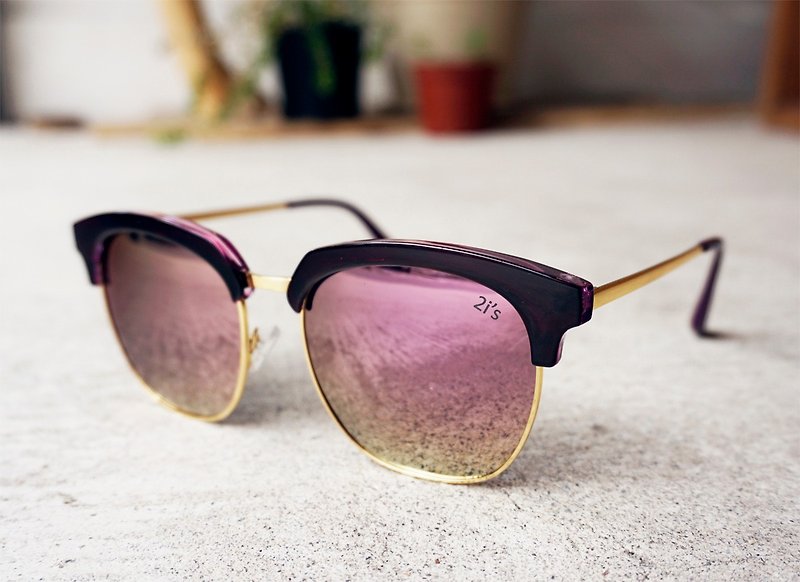 偏光太陽眼鏡│紫色金色框│粉色反光鏡片│抗UV400│2is Tami V - 眼鏡/眼鏡框 - 其他金屬 紫色