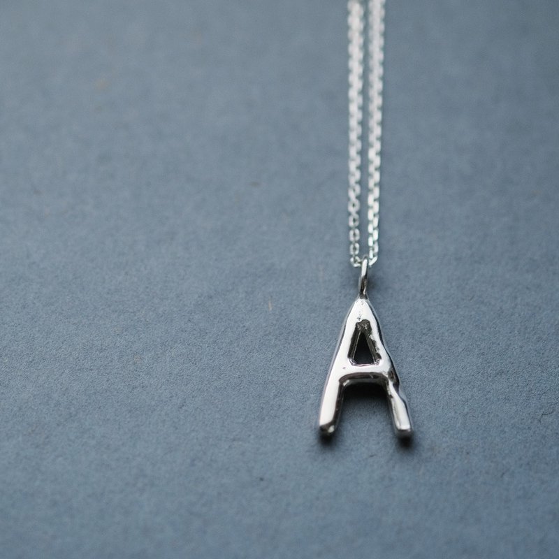 A) 手寫風格 姓名縮寫 字母 項鍊 925銀 男女皆宜 - 項鍊 - 其他金屬 銀色