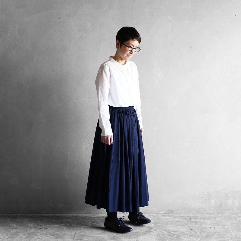 Copy soft cotton long skirt [navy] - Skirts - Cotton & Hemp Blue