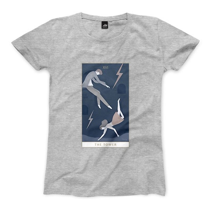XVI | The Tower - Deep Heather Grey - Women's T-Shirt - เสื้อยืดผู้หญิง - ผ้าฝ้าย/ผ้าลินิน 
