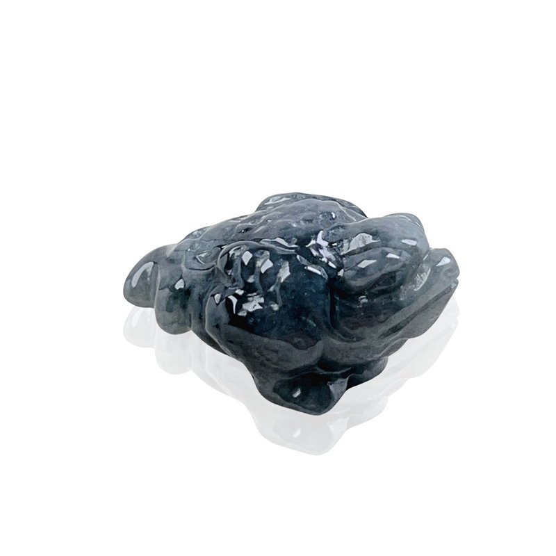 [Wealth-seeking beast] Black-bone jade three-legged toad ornament | Natural Burmese jade jade A goods - ของวางตกแต่ง - หยก สีดำ